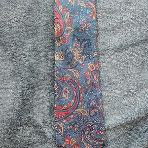 Reserved Paisley Silk Tie in Blue with Red and Gold Accents
